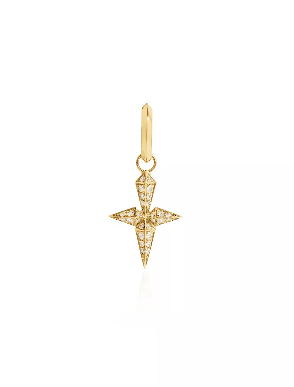Creole Rockaway Cross, 18K Yellow Gold + Diamond Earring