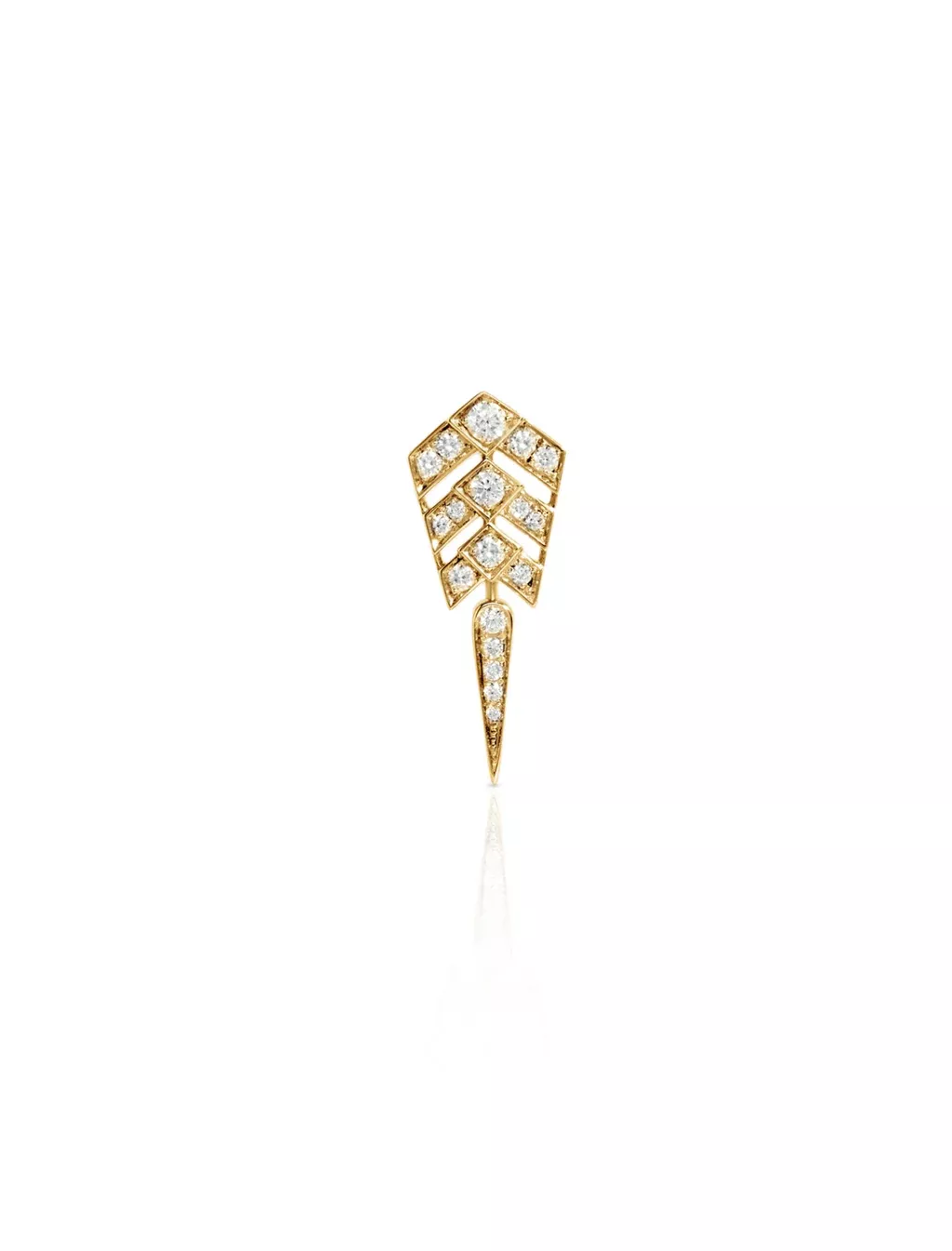 Stairway S, 18K Yellow Gold + Diamond Earring