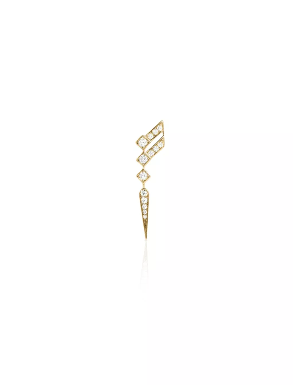 Stairway Wngs, 18K Yellow Gold + Diamond Earring